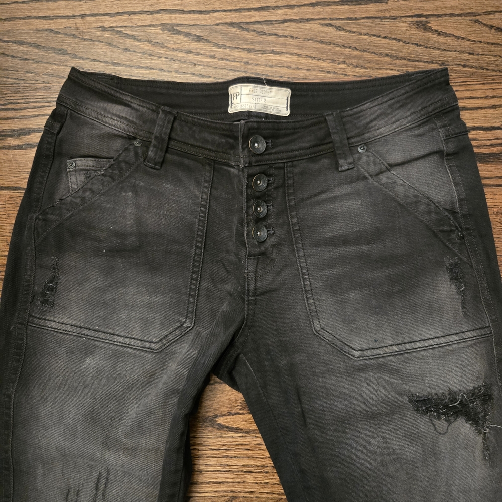 Free People Distressed Boyfriend Jeans - Picture 3 of 5